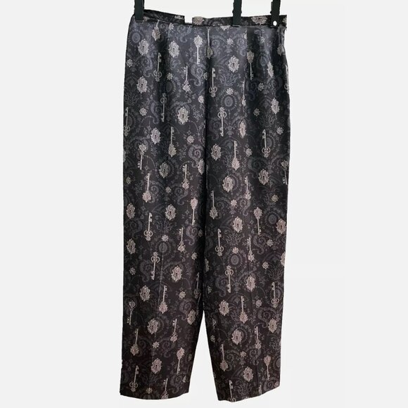 Talbots Whimsigoth Dark Academia Printed Silk Wool Tapered Trousers Pants Sz 14 - Picture 1 of 9